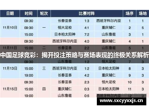 中国足球竞彩：揭开投注策略与赛场表现的终极关系解析